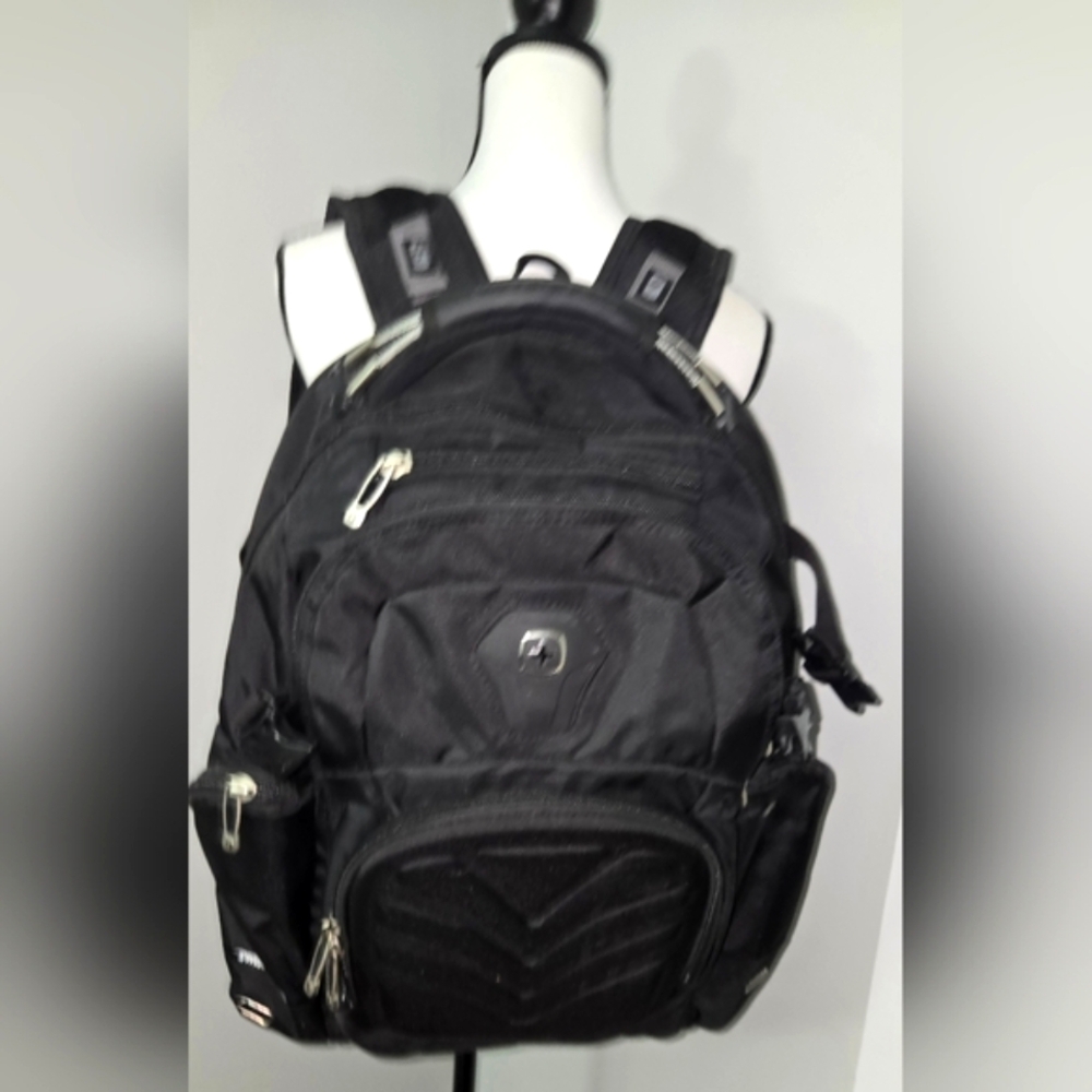 SwissGear Black Backpack with Multiple Compartments